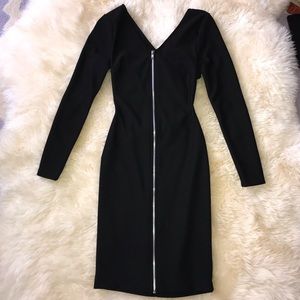Chic black dress with full zippered front